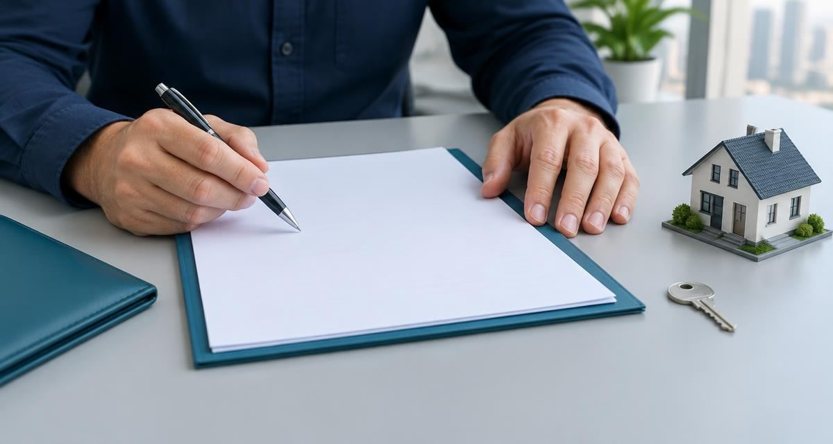 A person reviewing power of attorney paperwork beside a key and model house